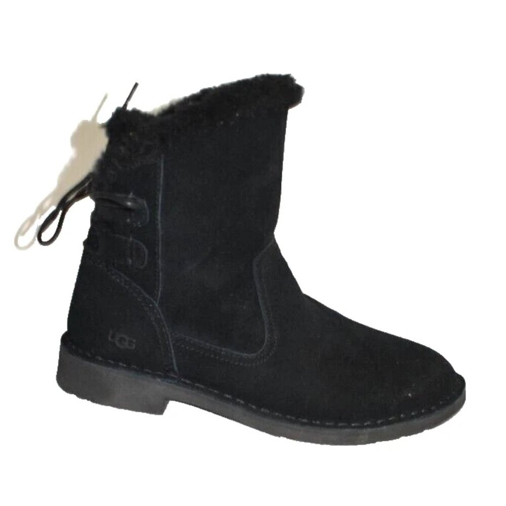 New! UGG Naiyah Back Tie Boot Booties Black Size 7 1138236 DD436